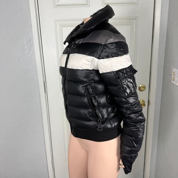 Sam New York Women's Jacket Small Down Stripe Full zip Coat Puffer Designer B3-2 - Picture 2 of 5
